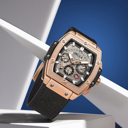 MARK FAIRWHALE Futuristic Automatic Men's Watch - Wormhole Concept 3D Skeleton Tonneau Dial, 50M Water Resistant, Luminous Hands with Date & Day Display, Multi-Function Business Sport Wristwatch - Includes Premium Gift Box