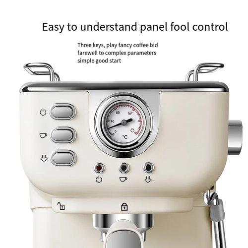 Semi-Automatic Espresso Machine - 3-5 Cup Pump Pressure, 1.5L Water Tank, 240V High-Pressure Steam Milk Frother, Stainless Steel + PP Body, Ins Style for Home & Office