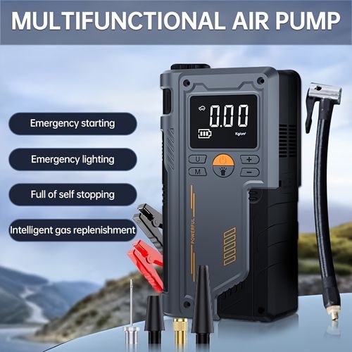 Emergency Inflatable Equipment with Digital Display, Multifunctional Car Battery Supercharger, Semi automatic, USBCharging
