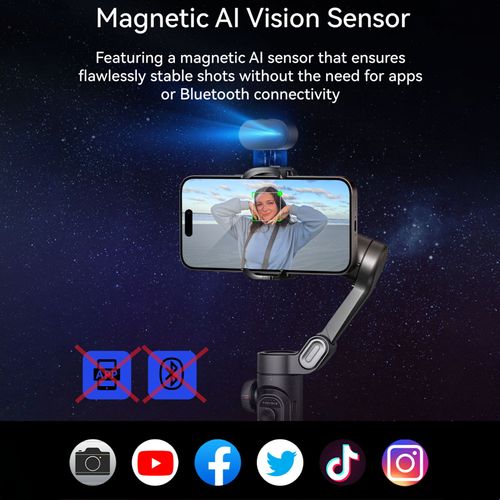 AOCHUAN Smart XE Ai Smartphone 3 Axis Gimbal Stabilizer For iPhone and Android phone Face tracking without app Handheld Gimbal