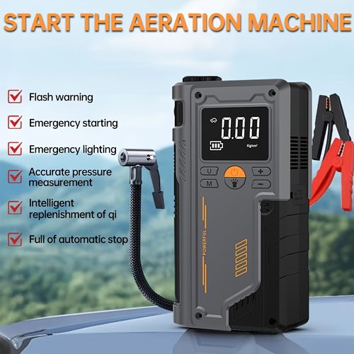 Emergency Inflatable Equipment with Digital Display, Multifunctional Car Battery Supercharger, Semi automatic, USBCharging