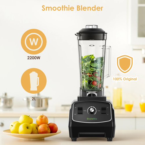 Biolomix 2200W Commercial Blender｜2L XL Tank+20000-29999RPM Turbo Motor｜Smoothie Pro｜BPA Free Material｜Semi-Automatic Knob Control｜Scandinavian Minimalist Style