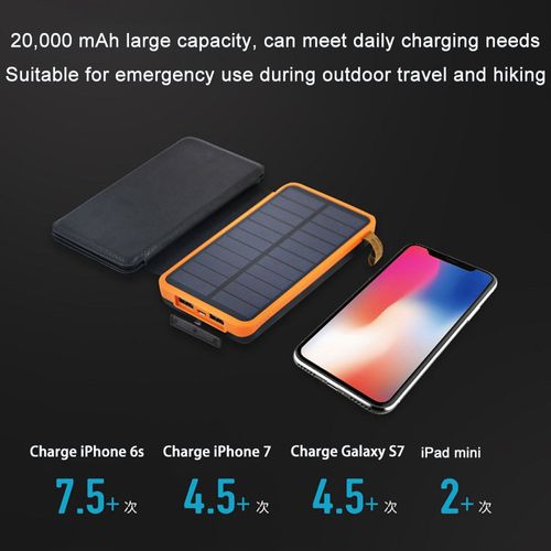 10000,20000mAh Outdoor Solar Power Bank, Portable Solar Panel Charger,5V Dual USB for Phones,Camping & Emergency Use