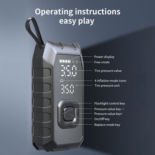 5 In 1 Car Jump Starter Dual-cylinder Air Pump Tire Inflator Portable Air Compressor Power Bank Starting Device 150PSI