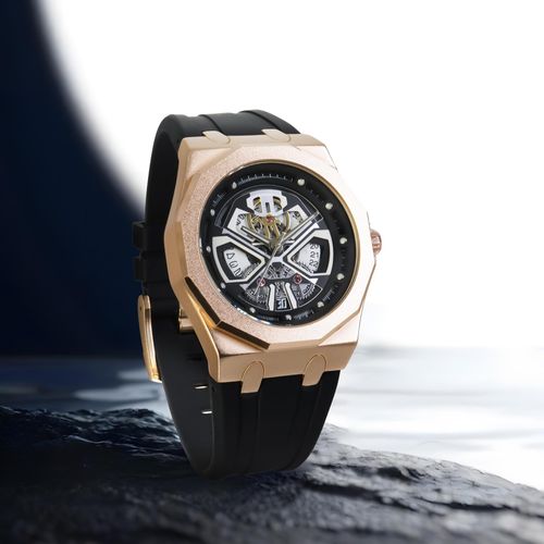 BARAMON Men s Skeleton Quartz Watch  For Businessmen  Trendsetters  Active Lifestyles  Waterproof Sport-Style Wristwatch with Adjustable Silicone Strap