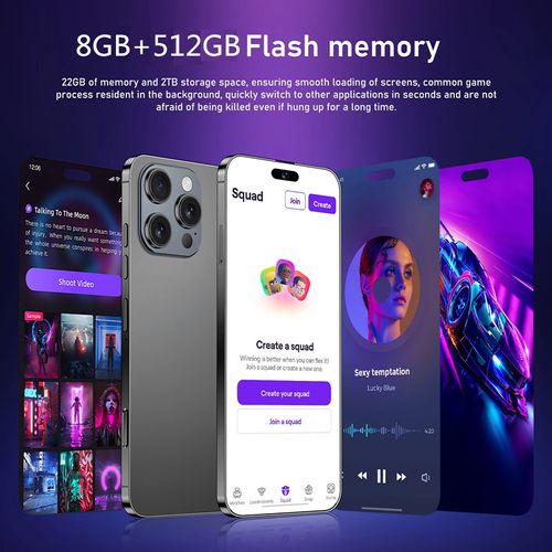 Ghana Hot Deal 16 Pro Max (8G + 512G ) – 7.3 inch HD+ Android Smartphone, Google Play Store, Budget-Friendly Price, Blazing-Fast Performance, Black