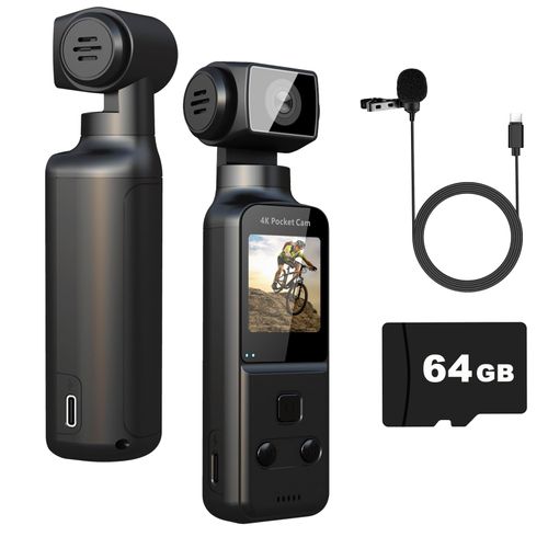 Action Camera, 16MP 4K 30FPS Handheld Camcorder, Anti Shaking Diving Camera with 1.3in HD LCD Screen, Microphone, Clip Bracket, 30M Waterproof Case