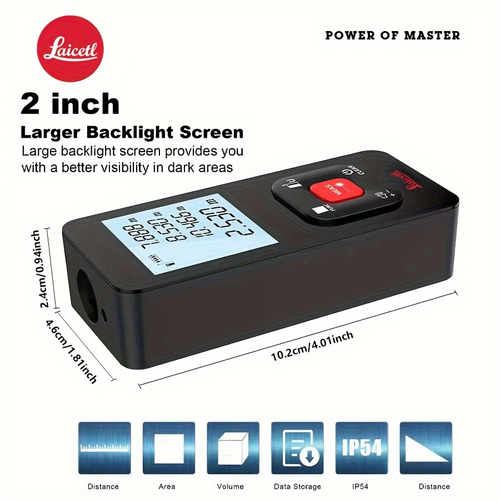 Laser Distance Meter USB Rechargeable ±2mm High Precision 750 Resolution IP56 Dustproof Waterproof 0-40℃ Operating Temp 154g Ultra-Light Perfect for Renovation Construction Home Use