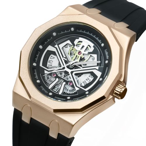 BARAMON Men s Skeleton Quartz Watch  For Businessmen  Trendsetters  Active Lifestyles  Waterproof Sport-Style Wristwatch with Adjustable Silicone Strap