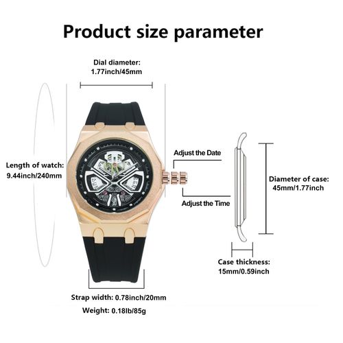 BARAMON Men s Skeleton Quartz Watch  For Businessmen  Trendsetters  Active Lifestyles  Waterproof Sport-Style Wristwatch with Adjustable Silicone Strap