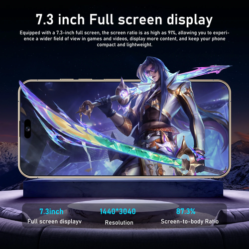 Ghana Hot Deal 16 Pro Max (8G + 512G ) – 7.3 inch HD+ Android Smartphone, Google Play Store, Budget-Friendly Price, Blazing-Fast Performance, Black