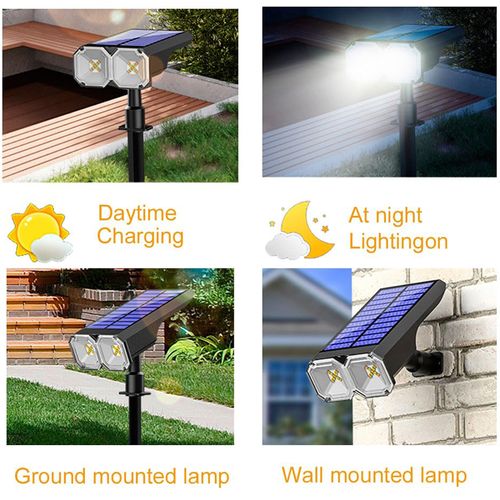 Solar & USB Powered LED Spot Light – 2 Adjustable Colors, Outdoor Landscape,Garden Wall Lamp