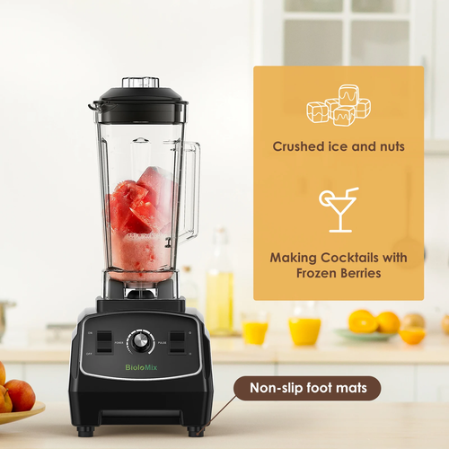 Biolomix 2200W Commercial Blender｜2L XL Tank+20000-29999RPM Turbo Motor｜Smoothie Pro｜BPA Free Material｜Semi-Automatic Knob Control｜Scandinavian Minimalist Style