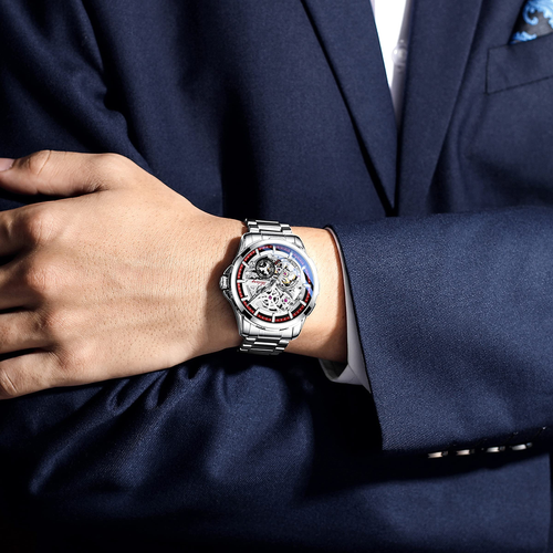 MASTER CRAFTSMAN Double Skeleton Automatic Watch - Swiss-ETA Standard Mechanical Movement with 21 Jewels | Exhibition Case Back with Anti-Reflective Coating