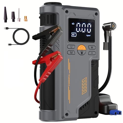 Emergency Inflatable Equipment with Digital Display, Multifunctional Car Battery Supercharger, Semi automatic, USBCharging