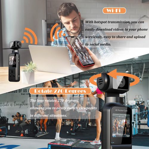 Action Camera, 16MP 4K 30FPS Handheld Camcorder, Anti Shaking Diving Camera with 1.3in HD LCD Screen, Microphone, Clip Bracket, 30M Waterproof Case