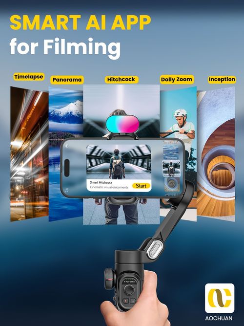 AOCHUAN Smart XE Ai Smartphone 3 Axis Gimbal Stabilizer For iPhone and Android phone Face tracking without app Handheld Gimbal