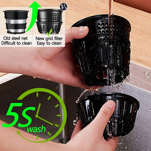 Home Electric Juicer 1000ML Large Capacity Dual Speed 50RPM and 12000RPM Pulp Separation One Touch for Juice Soy Milk Smoothie Ice Cream ABS Body 0.5L Pulp Container Max Juice Output 1501ml Low Speed Nutrient Extraction
