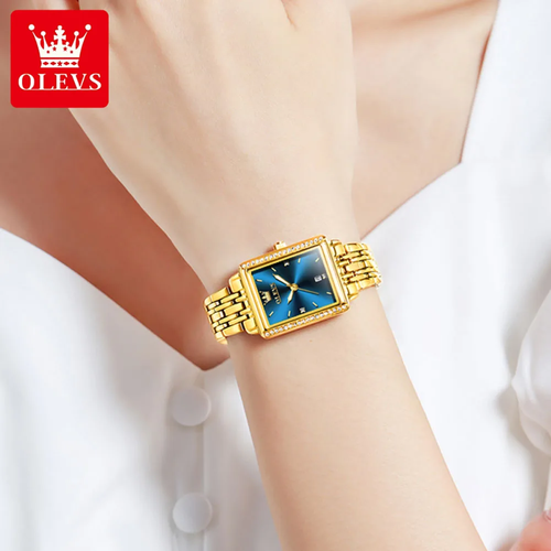 OLEVS Women's Square Quartz Watch - 26 * 23mm Coated Glass Dial, 30M Waterproof, Original Quartz Movement, 9mm Ultra-Thin, Fashion Calendar Watch for Business & Casual