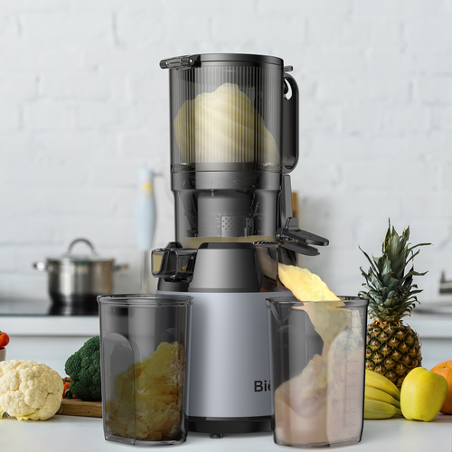 Biolomix PRO 130mm Extra Wide Chute Slow Juicer Commercial Stainless Steel plus BPA Free Plastic Dual Mode 50RPM Slow Squeeze 12000RPM Turbo 1000ML Tank 1501ml Optimal Yield 05 1L Removable Pulp Container