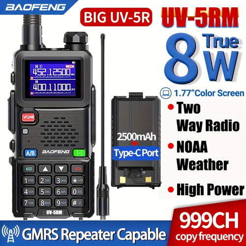BAOFENG UV DualBand HighPower Walkie Talkie 8W RF Power 400520MHz Dual Band 999 Channels 510km Range Shockproof Design Perfect for OutdoorCommercial Use