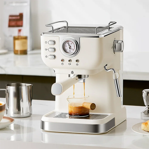 Semi-Automatic Espresso Machine - 3-5 Cup Pump Pressure, 1.5L Water Tank, 240V High-Pressure Steam Milk Frother, Stainless Steel + PP Body, Ins Style for Home & Office