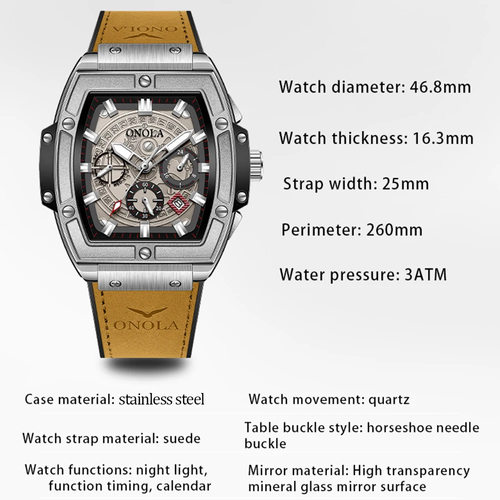 MARK FAIRWHALE Futuristic Automatic Men's Watch - Wormhole Concept 3D Skeleton Tonneau Dial, 50M Water Resistant, Luminous Hands with Date & Day Display, Multi-Function Business Sport Wristwatch - Includes Premium Gift Box