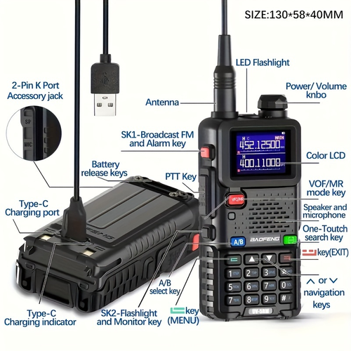 BAOFENG UV DualBand HighPower Walkie Talkie 8W RF Power 400520MHz Dual Band 999 Channels 510km Range Shockproof Design Perfect for OutdoorCommercial Use