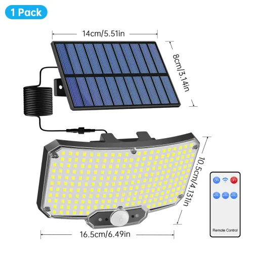 Secure Your Patio,Garden,Garage: 234LED Solar Motion Sensor Lights - Super Bright, Waterproof, with Remote (2 Pcs)