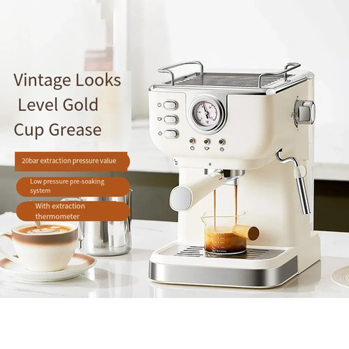 Semi-Automatic Espresso Machine - 3-5 Cup Pump Pressure, 1.5L Water Tank, 240V High-Pressure Steam Milk Frother, Stainless Steel + PP Body, Ins Style for Home & Office