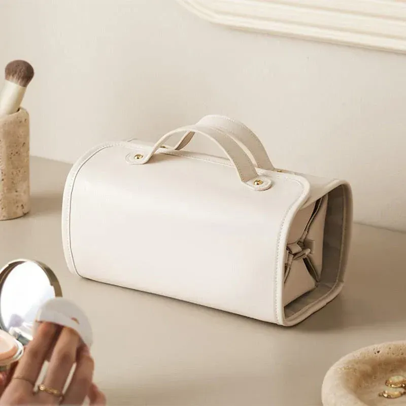 Leather Waterproof Cosmetic Bag  White