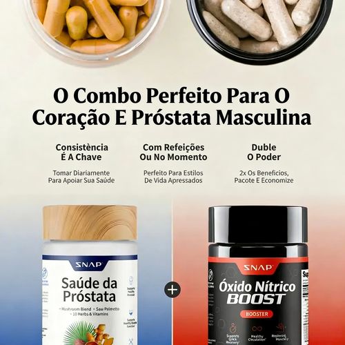 Ultimate Men's Health Bundle - Snap Supplements - Estimulador de Óxido Nítrico 60 cápsulas + Pacote de Saúde da Próstata - Cápsulas de Suplemento Natural - Auxilia a Circulação Sanguínea e a Saúde da Próstata