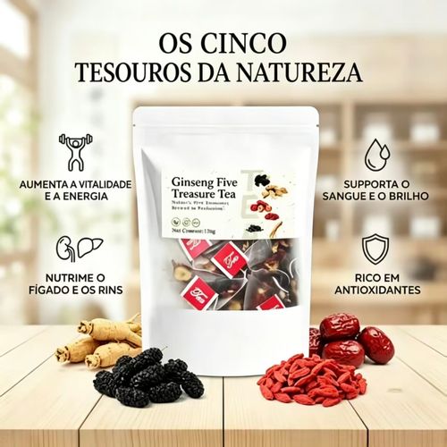 Fórmula de chá renal Chá Five Treasure Chá combinado perfumado Chá Five Treasure RedDate Wolfberry Tea Chá Saudável Masculino Chá Saudável Fórmula Herbal Mulberry Chá Saudável