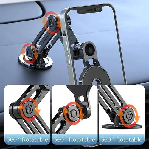 17mm Ball Head Phone Mount with Foldable Magnetic Bracket 360 Rotatable Desktop Wall GPS Magnetic Bracket (Black)