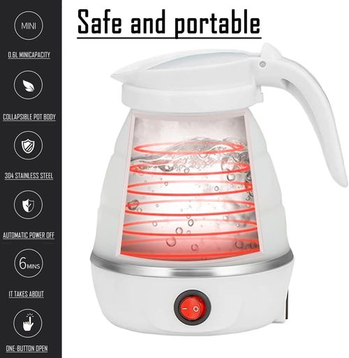 Folding Electric Kettle, US Plug 110V 400W Collapsible Hot Water Kettle with Detachable Power Cord for Desktop (White)