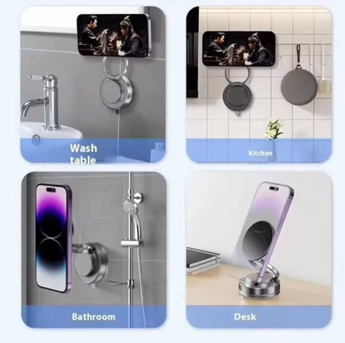 Magnetic Car Phone Mount (Vacuum Suction Base) — 55N Strong Magnetic Hold, 360° Free Rotation, and Foldable, Portable Design. Suitable for dashboards, windshields, office desks, and various smooth surfaces. An ideal companion for makeup application, workouts, and use in front of a mirror. Compatible with all iPhone models. (Black)