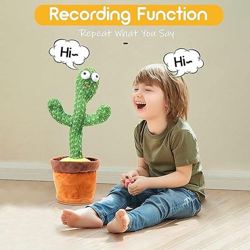 Interactive Baby Toys Dancing Talking Cactus Toy,Funny Gift for Infant 6-18 Months, Singing Musical Record Repeat What You Say Light Up Toy for Toddler 1 2 3 Year Old Boy Girl (Volume Adjustment)