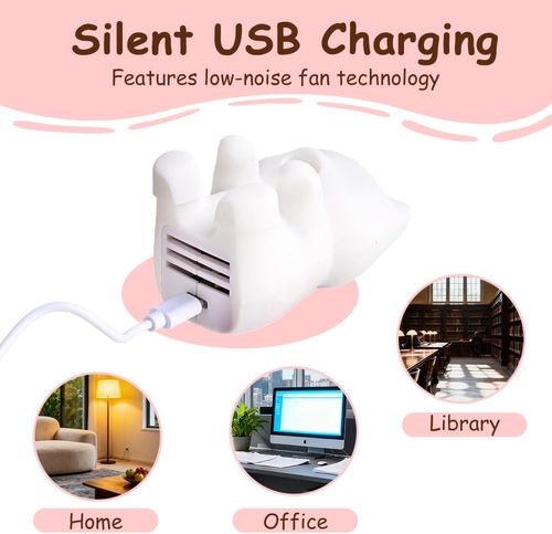 Mini Food Cooling Fan, Rechargeable Cat-Shaped Hot Drinks Cooler Quickly Cooling in 3 Mins for Home Office Travel Coffee Tea Soup Meals(White)