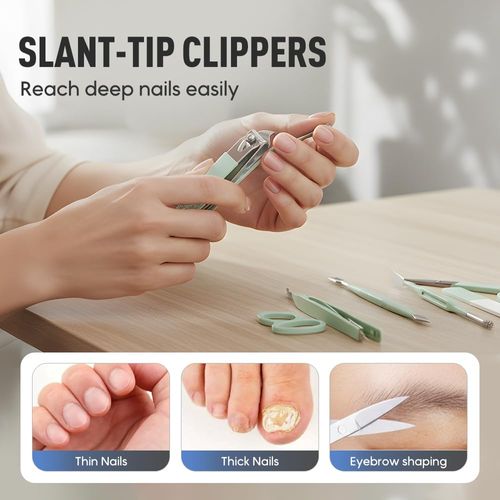 16-Piece Nail Clipper Set & Foot Care Tools — Stainless Steel Fingernail and Toenail Clippers — Ideal for Travel, Home, and Handbags (Yellow)