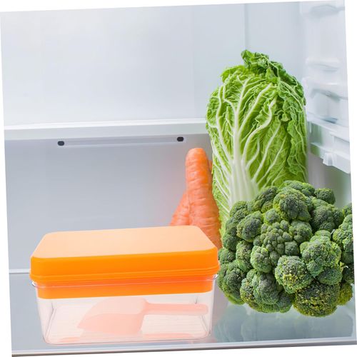 Stackable frozen tray with lid, suitable for making beverages, fruit purees, etc., single-layer design for easy storage (orange).