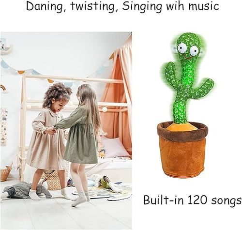 Interactive Baby Toys Dancing Talking Cactus Toy,Funny Gift for Infant 6-18 Months, Singing Musical Record Repeat What You Say Light Up Toy for Toddler 1 2 3 Year Old Boy Girl (Volume Adjustment)