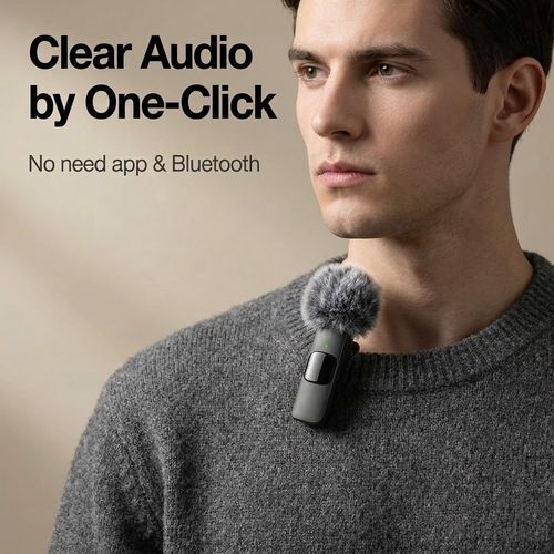 Professional Wireless Lavalier Microphone for iPhone iPad, Cordless Omnidirectional Clip Mic, Plug-Play Microphone for Interview Video Podcast Vlog YouTube
