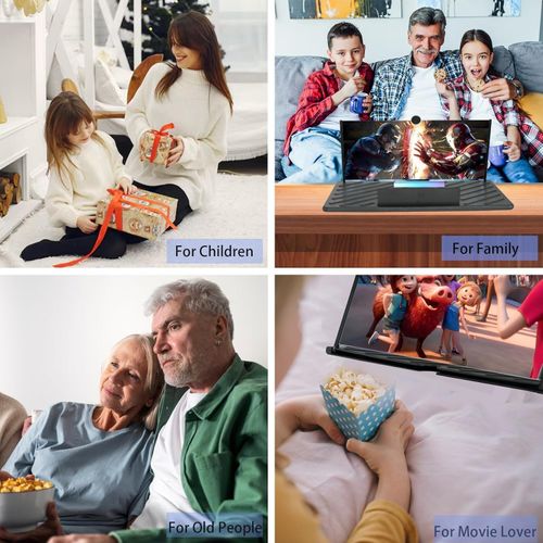 12 Screen Magnifier,3D HD Mobile Phone Magnifier Projector Screen Enlarger for Movies, Videos, and Gaming,Foldable Cell Phone Stand with Screen Amplifier,Supports All Smartphones (Black, 12 inches)