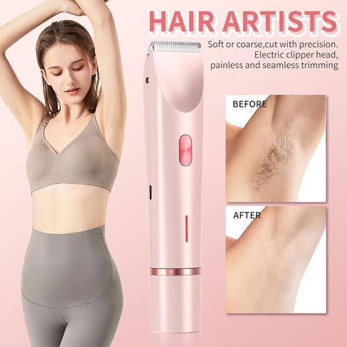 Bikini Trimmer — 2-in-1 Dual-Head Electric Hair Remover for Women (Also Suitable for Men)IPX67 Full-Body Waterproof (Wet & Dry Use Supported) Designed for Intimate Areas, Underarms, Legs, Arms, and Face (Pink)