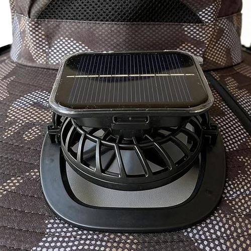 Unisex Fisherman Hat with Built-in Fan — Ideal for Camping, Hiking, Beach Trips, Gardening, and Outdoor Activities 2-in-1 Wide-Brim Sun Hat with Integrated Solar-Powered FanStyle Square Solar Camouflage (Dark Gray)