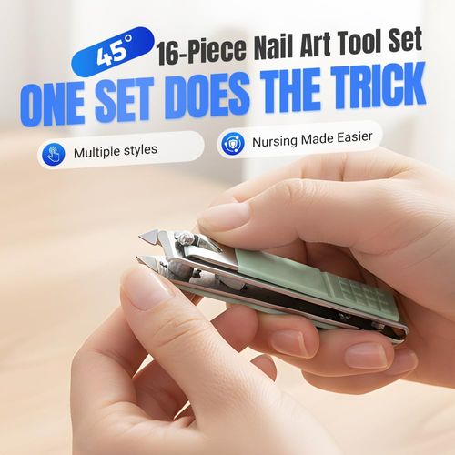 16-Piece Nail Clipper Set & Foot Care Tools — Stainless Steel Fingernail and Toenail Clippers — Ideal for Travel, Home, and Handbags (Yellow)