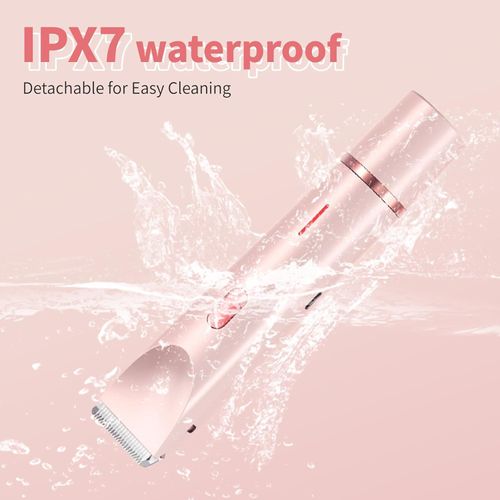 Bikini Trimmer — 2-in-1 Dual-Head Electric Hair Remover for Women (Also Suitable for Men)IPX67 Full-Body Waterproof (Wet & Dry Use Supported) Designed for Intimate Areas, Underarms, Legs, Arms, and Face (Pink)