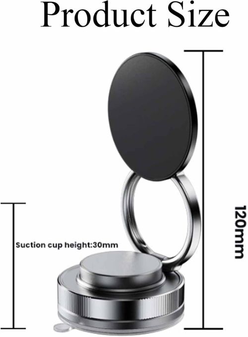 Magnetic Car Phone Mount (Vacuum Suction Base) — 55N Strong Magnetic Hold, 360° Free Rotation, and Foldable, Portable Design. Suitable for dashboards, windshields, office desks, and various smooth surfaces. An ideal companion for makeup application, workouts, and use in front of a mirror. Compatible with all iPhone models. (Black)