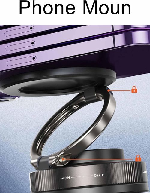 Magnetic Car Phone Mount (Vacuum Suction Base) — 55N Strong Magnetic Hold, 360° Free Rotation, and Foldable, Portable Design. Suitable for dashboards, windshields, office desks, and various smooth surfaces. An ideal companion for makeup application, workouts, and use in front of a mirror. Compatible with all iPhone models. (Black)