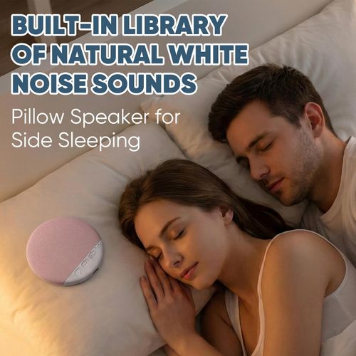 New Sleep Pillow Speaker — Bluetooth Sleep Aid Pillow Speaker with Built-in White Noise. A Wireless Sleep Device Delivering Stereo Bass Sound, Designed as a Personal Sleep Companion for Both Adults and Children (Blue).